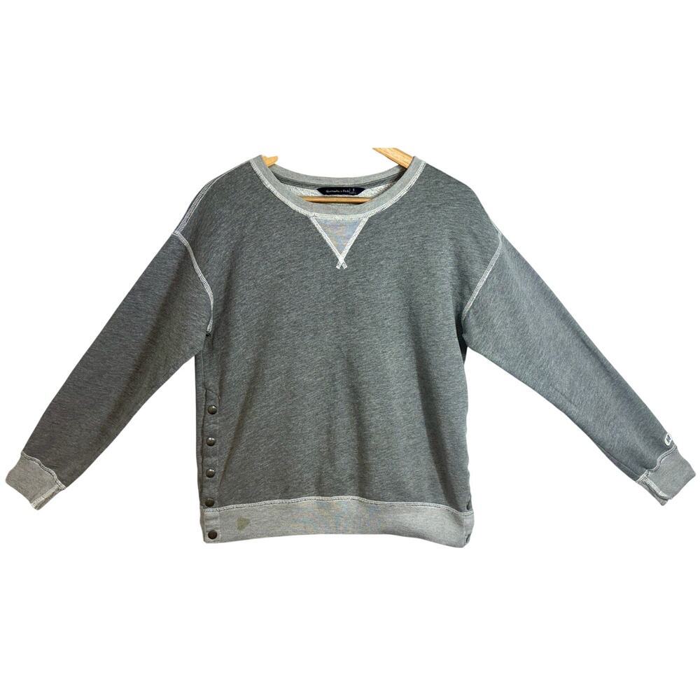 Abercrombie & Fitch Gray Colorblock Snap Side Pullover Sweatshirt Top Size Small
